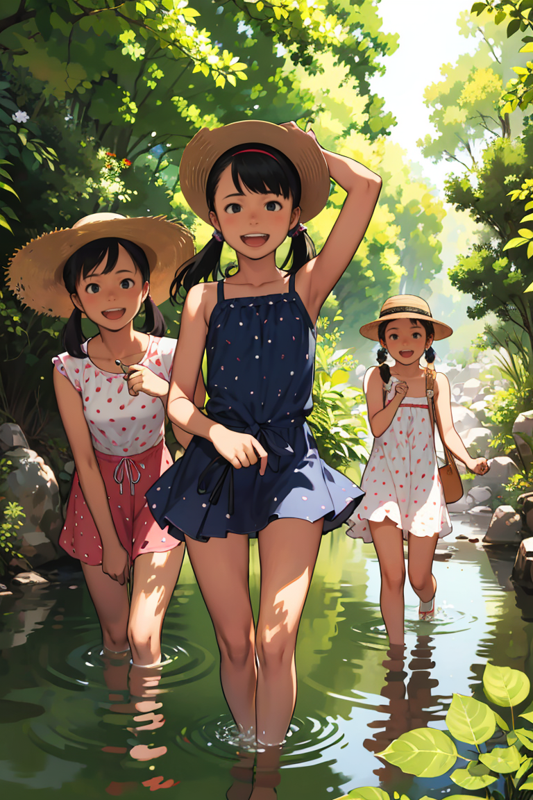 388765-3259009876-masterpiece,best quality,_lora_comiclo_0.8_,multiple girls,3girls,fruit,food,watermelon,water,sandals,hat,black hair,hair bobble.png